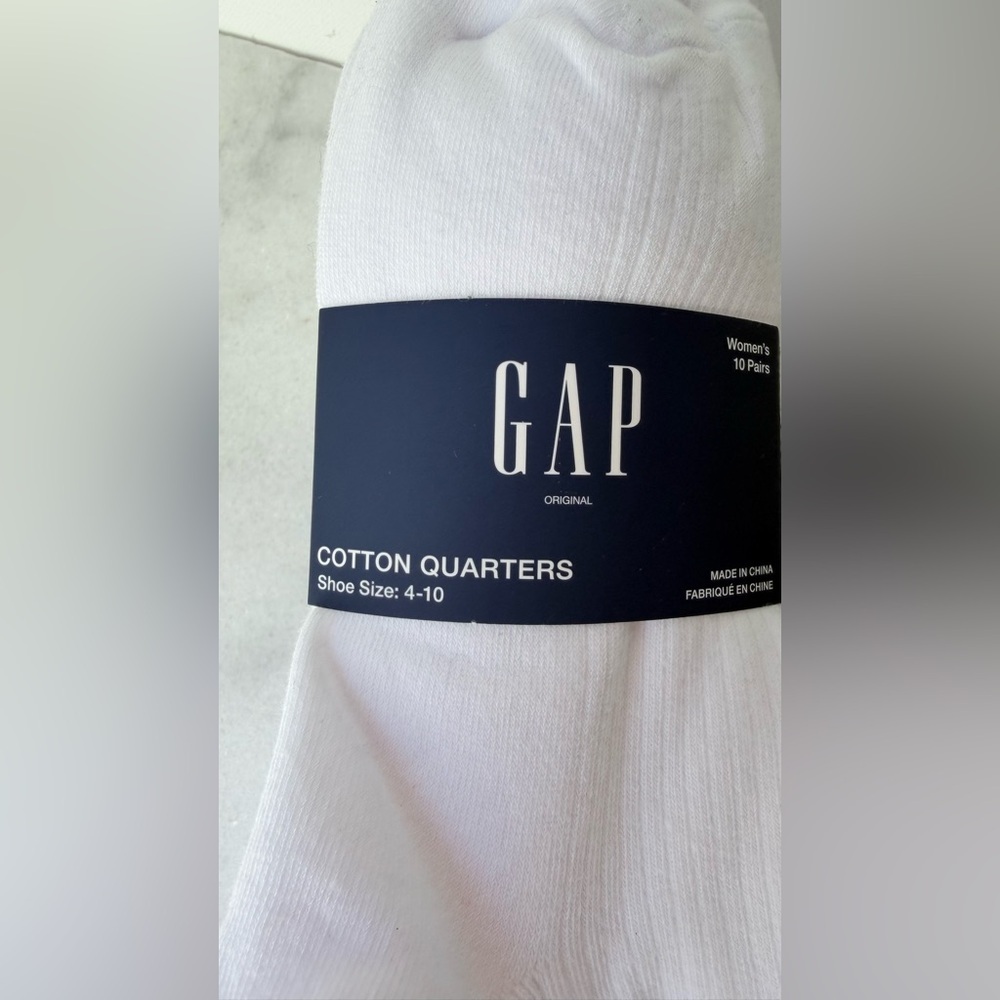 GAP White Cotton Quarter Socks - Pack of 10 - Picture 5 of 9